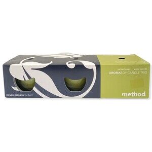 METHOD Aroma Soy Candle Trio Scented Spiced Pear 3 Candles in Glass Votives NEW